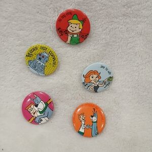 THE JETSONS Cartoon Pinback Buttons Lot of 5 Vintage 80s 90s Pop Culture 1 3/8"